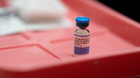 A vial of the combination measles, mumps and rubella vaccine.