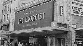 The horror film "The Exorcist" showing at the Warner Rendezvous cinema in the West End of London, UK, March 14, 1974. The film was directed by William Friedkin from a book by William Peter Blatty. (Evening Standard/Hulton Archive/Getty Images)