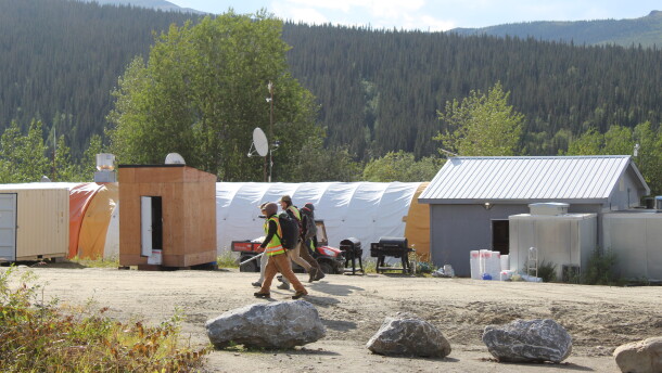 A group of workers at Ambler Metals Bornite camp during summer 2026 season. A representative from Ambler Metals said the focus of the summer field program was helicopter-supported drilling in the Arctic Project area to provide data for the permitting process and that over 100 people worked at the camp during the May to September season.
