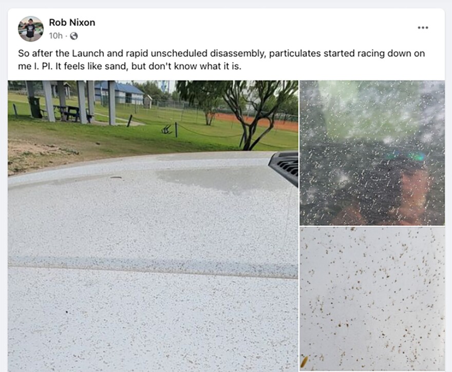 Images of debris falling in Port Isabel after Starship liftoff on Boca Chica Beach in the Rio Grande Valley.