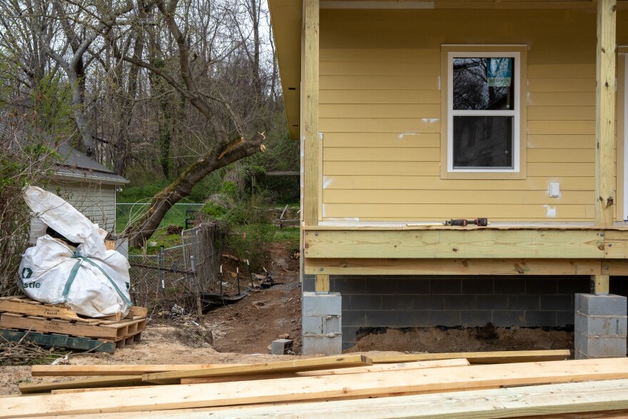 A house in Asheville under construction through the Renew NC program.