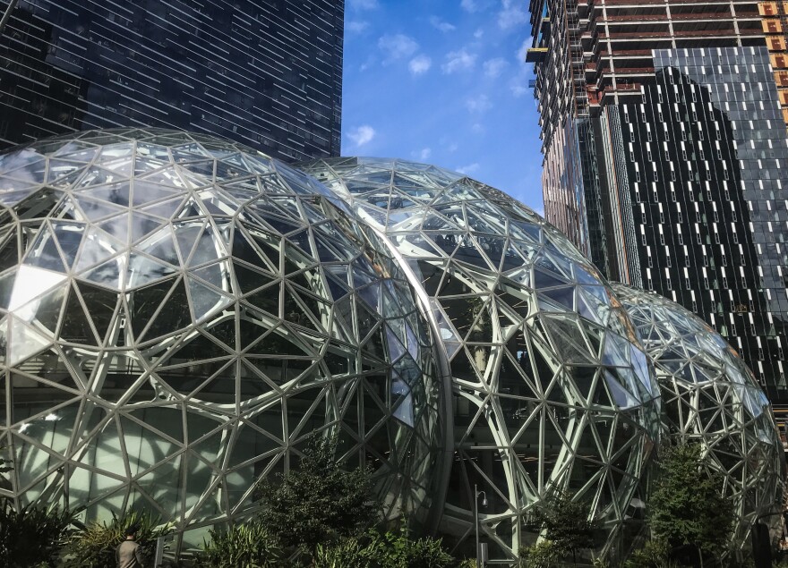 Amazon built The Spheres, which house indoor gardens, as an alternative working space for its employees in downtown Seattle. It's part of the campus of 44 Amazon buildings, with more under construction.