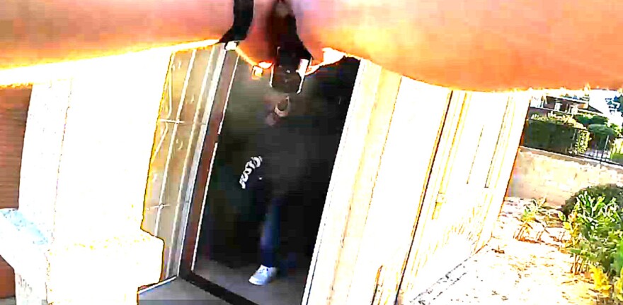 Bodycam video from a San Luis Obispo County Sheriff's deputy showing a man pointing a shotgun at officers. He fired at the shotgun, and was fatally wounded by officers.