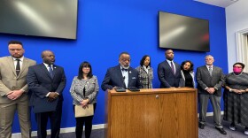 Virginia NAACP President Cozy Bailey introduces Democratic lawmakers at a press conference on the Virginia Beach charter change on Jan. 29. (Photo by Brad Kutner, WVTF)