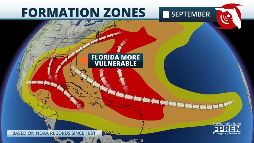 General Tropical Cyclone Formation Zones in the Month of September