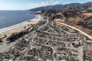 An aerial view shows the devastation left by the Palisades Fire in the Pacific Palisades section of Los Angeles on Jan. 27, 2025.