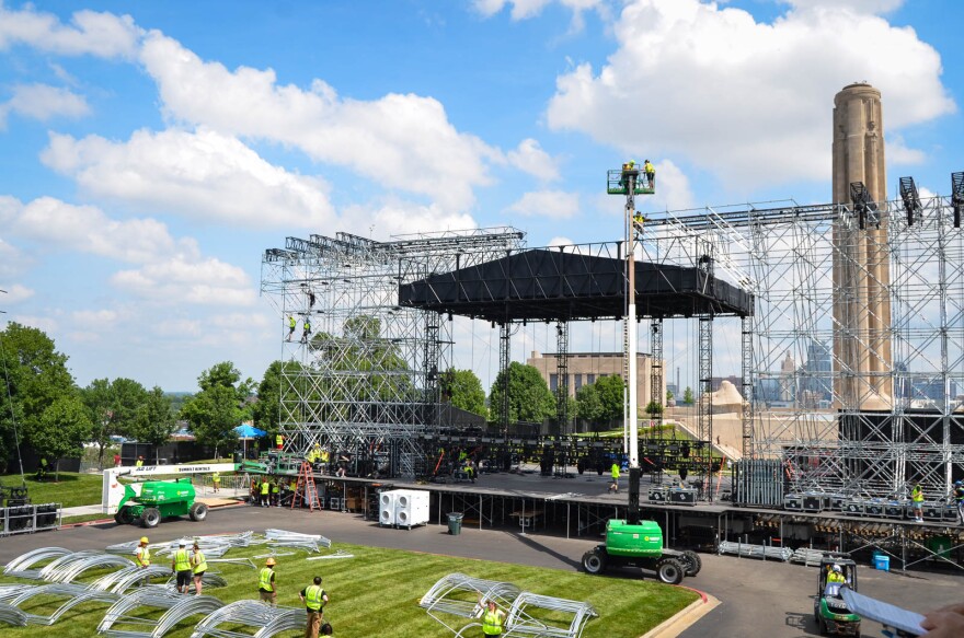 Crews are in the process of setting up Kansas City's FIFA Fan Festival. The festival will be free to general admission attendees.