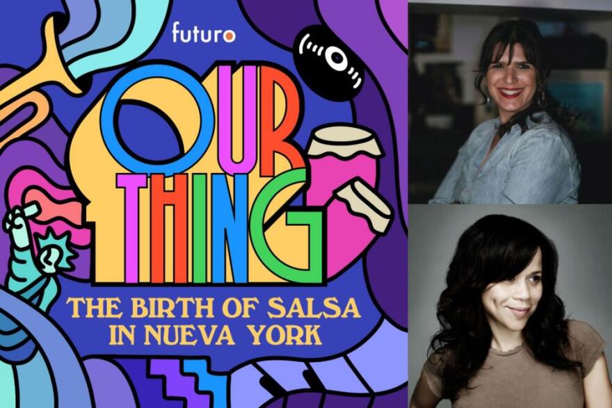 The cover of "Our Thing,"  creator and producer Jeanne Montalvo (top) and narrator Rosie Perez (bottom). (Courtesy of Futuro Media Group, Jeanne Montalvo and Rob Northway)