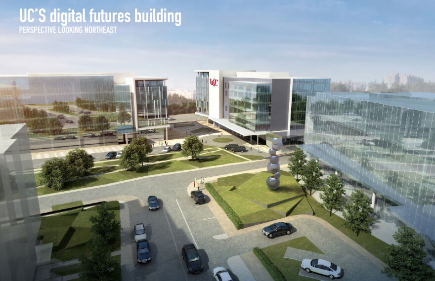 A rendering of the new UC digital futures facility at Martin Luther King Drive and Reading Road.