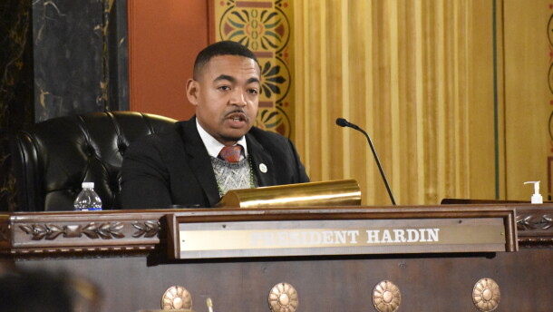 Columbus City Council President Shannon Hardin speaks at a council meeting on December 15, 2025.