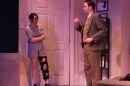 Senga Quinn (played by Chloe Elliott-Chan) opens the door to her neighbor, Ever Montgomery (played by Steven Coe).