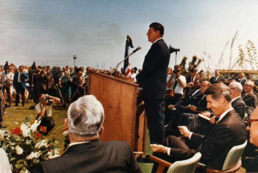 Governor Ronald Reagan at the groundbreaking for CSU Bakersfield in April 1969