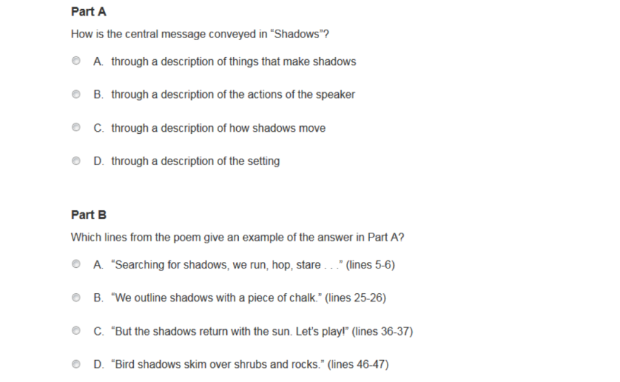 ELA question on PARCC exam.