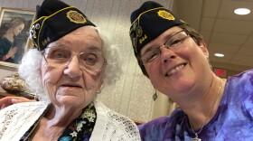 Sister Marguerite McHugh (left) with Kelly Knox.