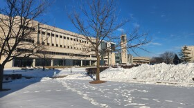 Glass Hall at Missouri State University with Meyer Library in the background (photo taken January 29, 2026).