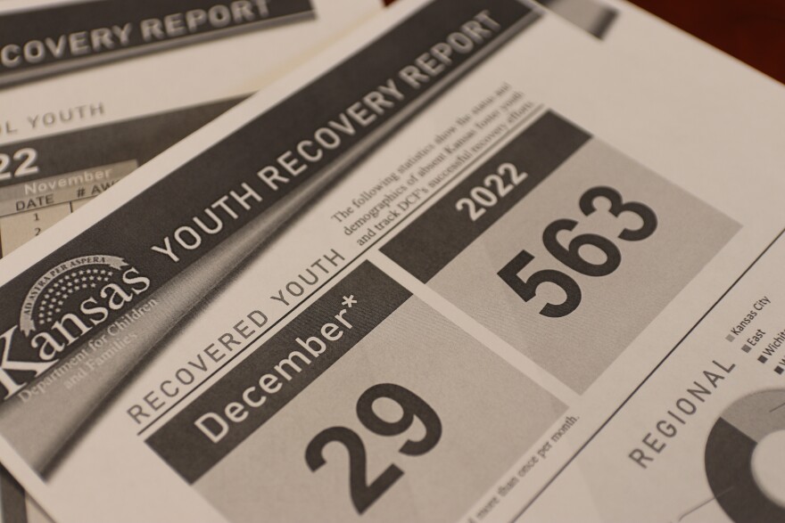  A photo of the youth recovery report, which shows over 550 kids ran away in 2022. 