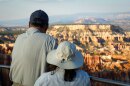 Visitors look across Bryce Canyon National Park in southern Utah, Aug. 31, 2025.