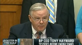 Rep. Joe Barton, R-Arlington, addresses BP chief executive Tony Hayward at an oil spill hearing in Washington.