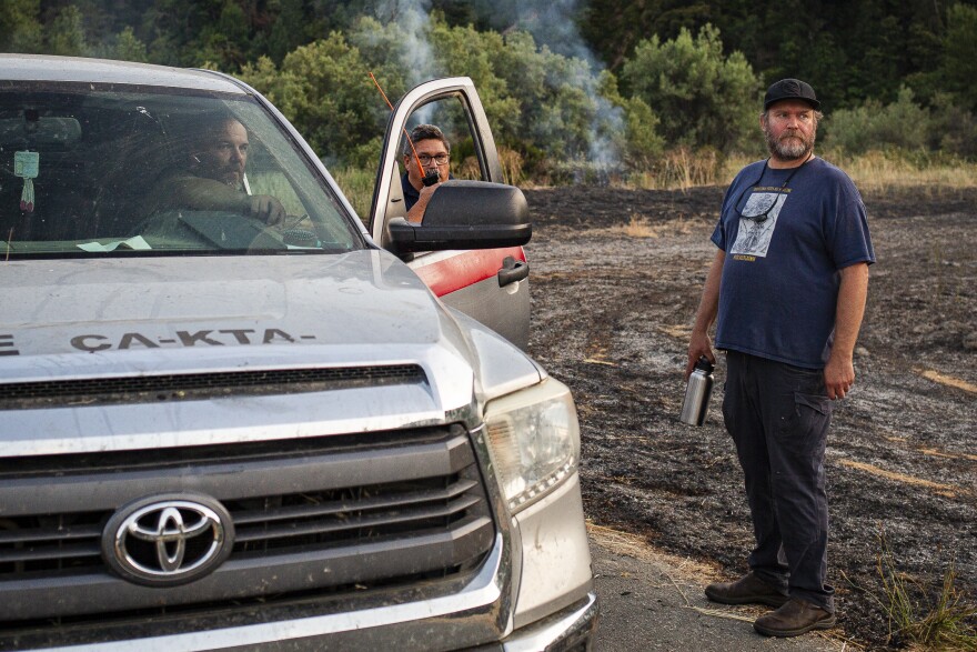From left, Jacob Tripp, Greg Moon and Bill Tripp, all heavily involved in the Karuk Tribe’s cultural burning efforts.