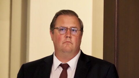Oklahoma Secretary of State Benjamin Michael Lepak attends a news conference announcing details of the Fiscal Year 2027 state budget on April 1 at the state Capitol in Oklahoma City.