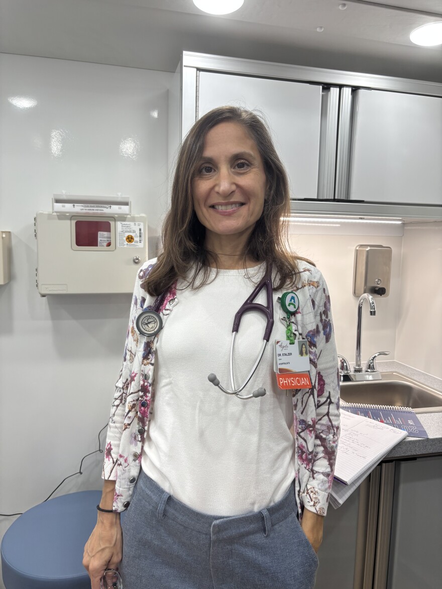 Joan Stalzer is an internal medicine physician, and switched to serve the mobile clinic when it first started.