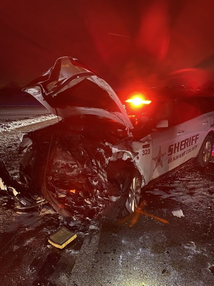 Elkhart County Sheriff's Department vehicle following 1/21/24 collision