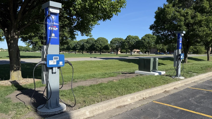 EV charging ports at the University of Illinois Springfield.
