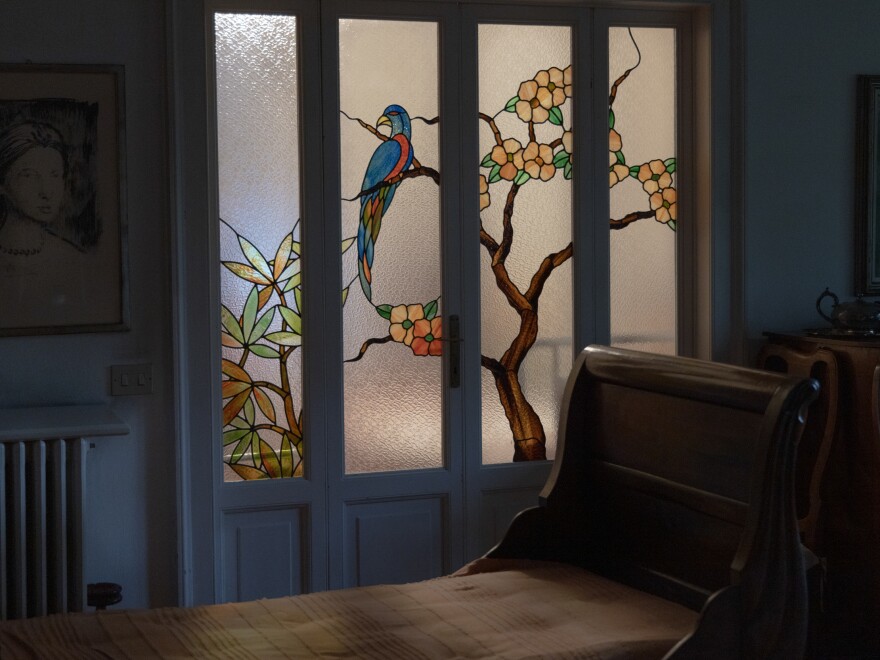 A view of a window in Vira Zhmurko and Liliya Khodunay's house in Milan in February 2023. Since the war broke out and they are forced to live through it at a distance, many of the Ukrainian women describe a sense of emptiness and silence inside them.