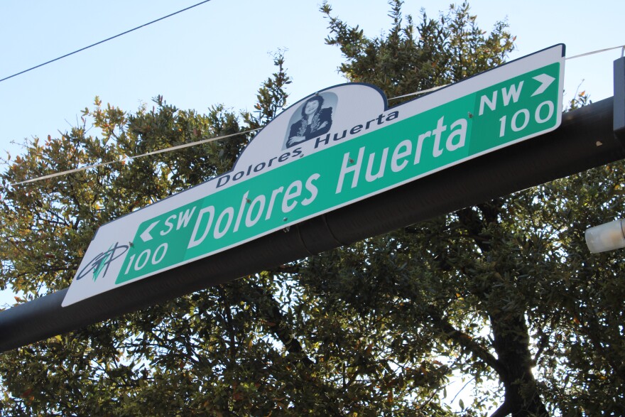 Grand Prairie dedicated a few blocks in the heart of downtown to Dolores Huerta in 2022.