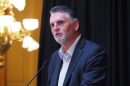 Indiana Treasurer Daniel Elliott, a Republican, speaks at a Statehouse rally on Thursday, June 11, 2026.