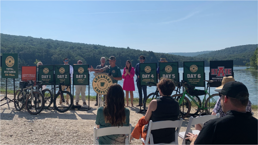 State and local leaders join together to announce the inaugural Arkansas Graveler tour, set for late June 2024.
