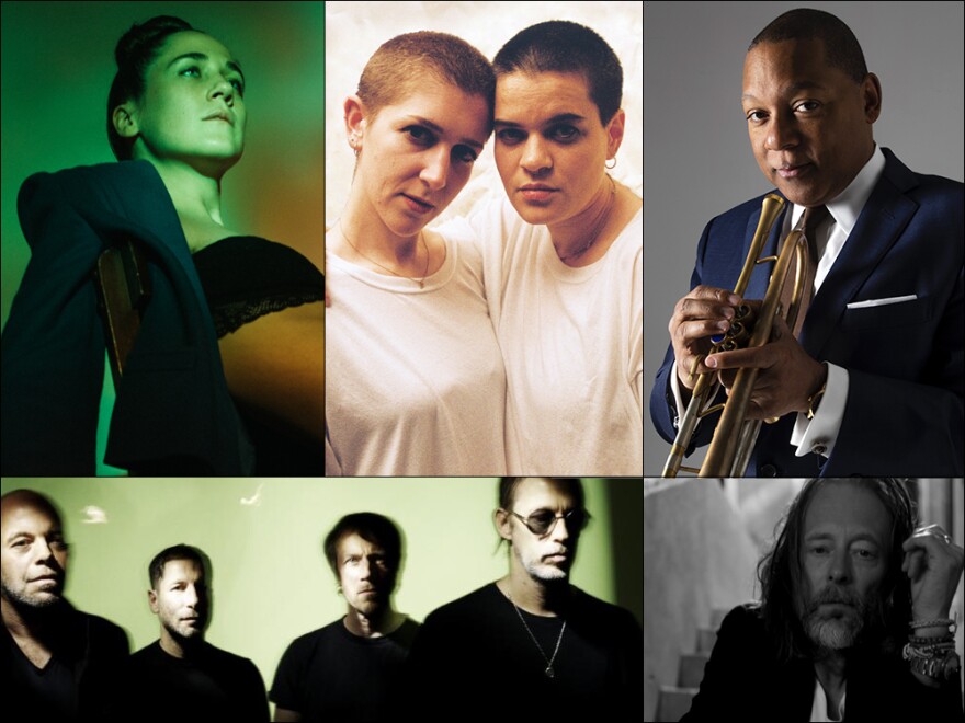 Clockwise from upper left: Arthur Moon, Overcoats, Wynton Marsalis, Thom Yorke, Ride