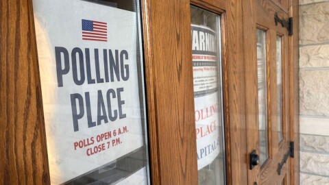 A sign marks a polling place in Springfield.