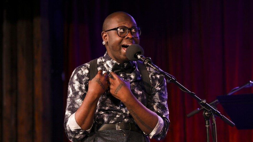 Bob the Drag Queen appears on <em>Ask Me Another</em> at the Bell House in Brooklyn, New York.