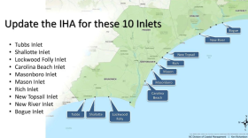 Map of the 10 inlet hazard areas that are in the proposed 2025 inlet hazard area update.