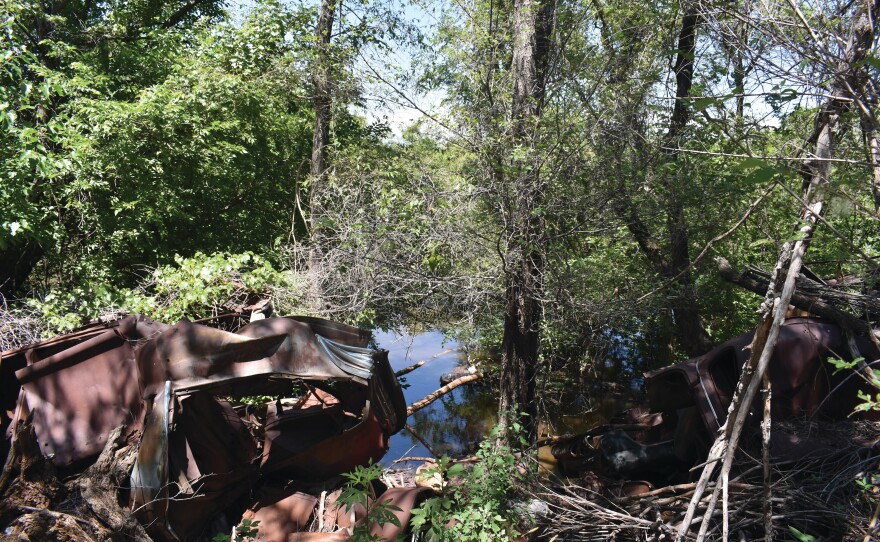 The area where Anika Drew and Nicholas Stone's tent was located is now flooded due to recent storms on Friday, July 14, 2023, in Woodward, Oklahoma.