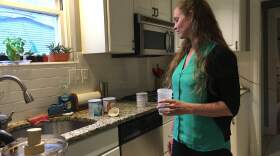 Amanda Moller prepares her formula in her home in University City, Missouri. The formula is vital to treat a rare condition, but her insurer doesn't cover it.