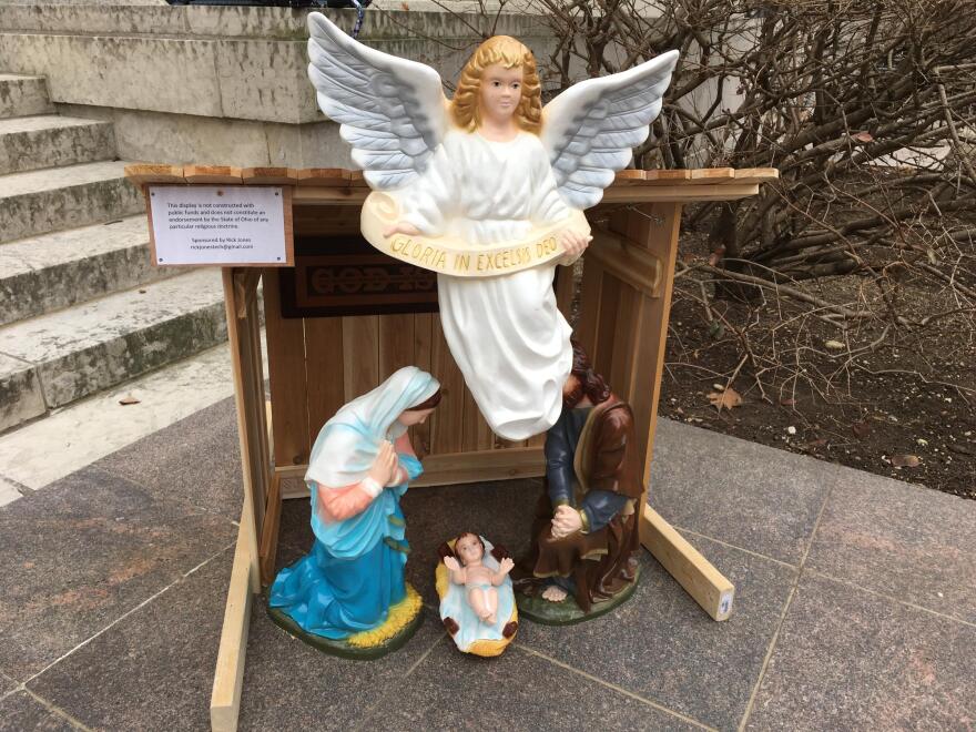 The nativity display at Ohio Statehouse was paid for by the conservative Thomas More Society.