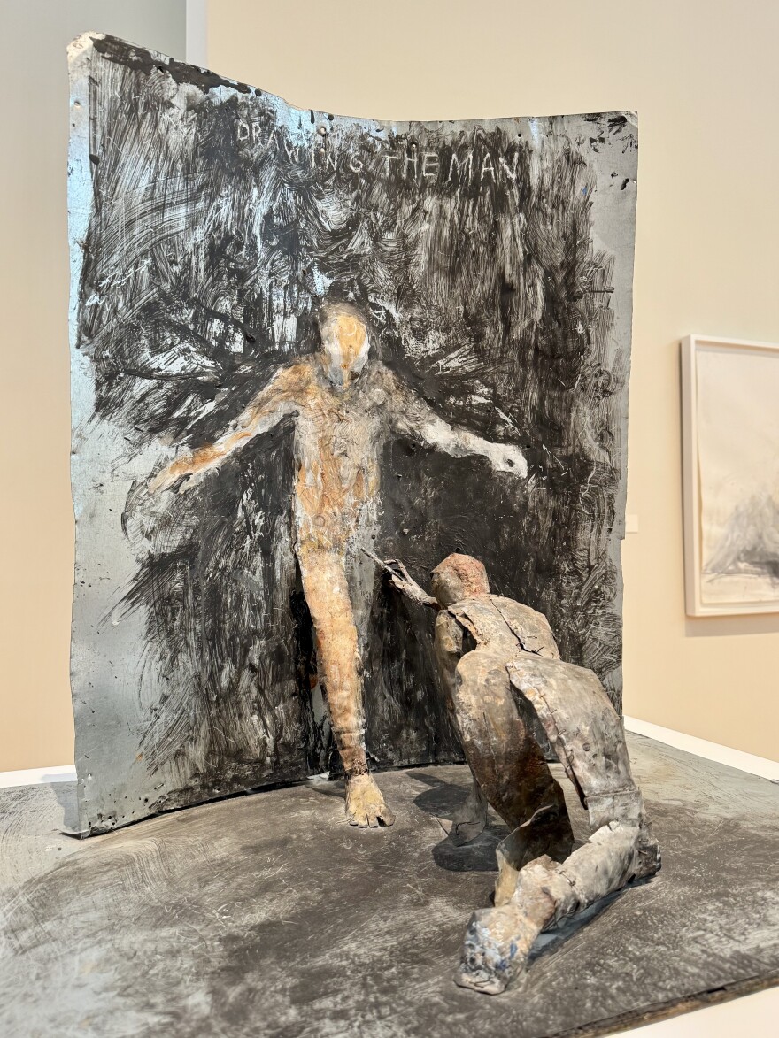 June Leaf reversed the plot of the Pygmalion story in her sculpture, “Woman Drawing the Man,’’ 2014–19.