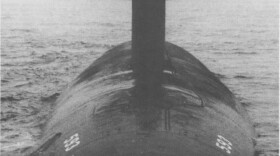 A bow view of the nuclear submarine Thresher (SSN-593), 24 July 1961.