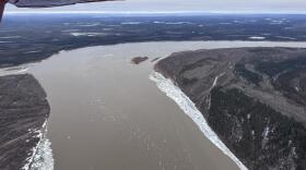 An areal view of the Yukon River is it breaks up downstream of Beaver on may 10, 2026.