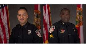 Officer Matthew Baxter (L) and Officer Sam Howard (R) were shot Friday night in the line of duty. Photo: Kissimmee Police Department