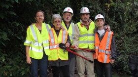 The five climate activists arrested after shutting down Canada-to-U.S. pipelines pose for a photo. They were identified by Climate Direct Action as (left to right): Emily Johnston, Annette Klapstein, Leonard Higgins, Ken Ward, and Michael Foster.