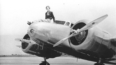Amelia Earhart sits on her Lockheed Model 10-E Electra in March 1937.