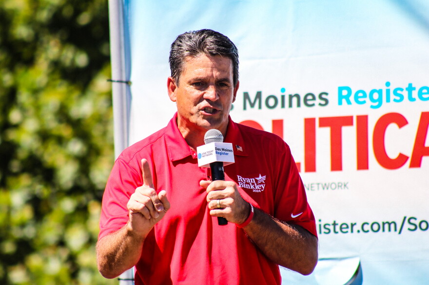 Ryan Binkley speaks on Aug. 12, 2023 at the Iowa State Fair.