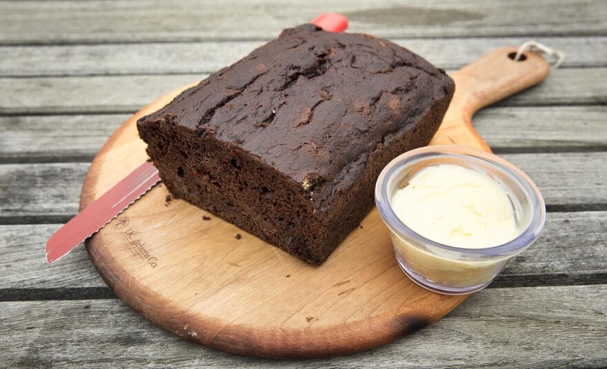 Double chocolate bread, from chef Kathy Gunst. (Robin Lubbock/WBUR)