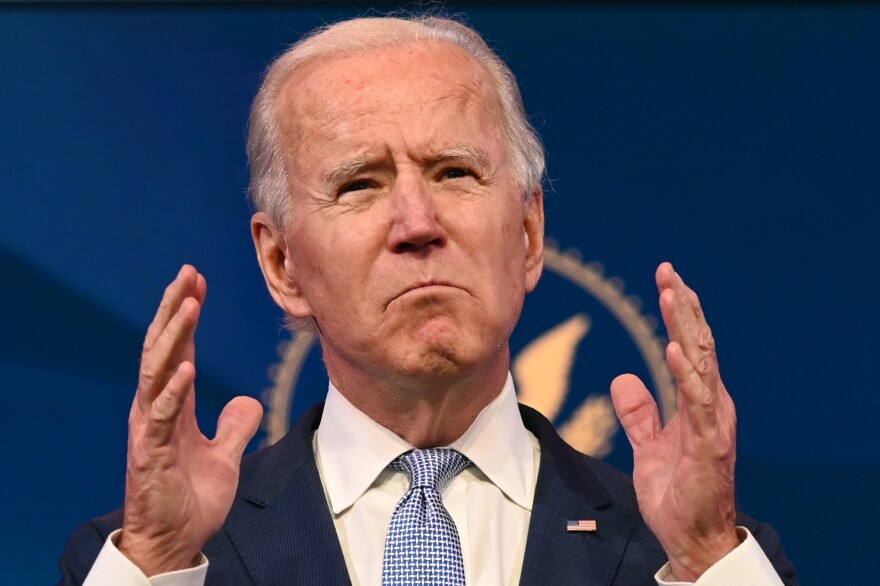 President-elect Joe Biden speaks at the Queen Theater on Tuesday in Wilmington, Del.