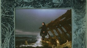 A photograph of a person standing in a shipwreck.