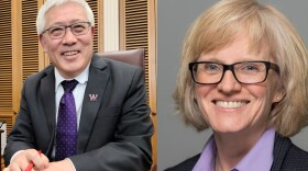  Dr. Guiyou Huang (left) and Dr. Kristi Mindrup.