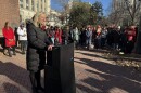 Former Congresswoman Abigail Spanberger speaks at a Moms Demand Action rally in Capitol Square.